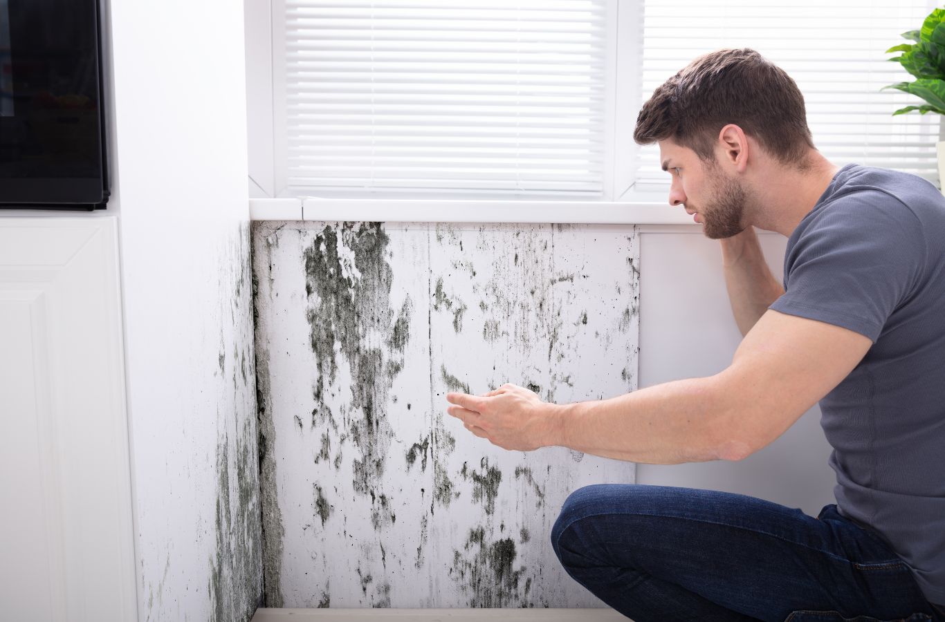 Edge Restoration technician performing mold remediation in a Prescott Lakes home, ensuring complete removal of mold.